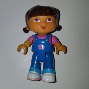 Dora the Explorer Toy Figure Mega Bloks Blue Overalls Pigtails